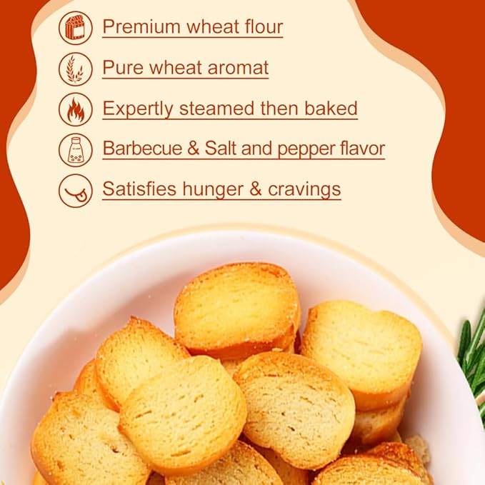 EAPC Crunchy Grilled Steamed Buns Chunks - Chinese Bread Cubes Snack, Crispy Buns, Portable Bucket Pack, Ready to Eat, 5.28oz/150g - 2 Flavor Pack (BBQ & Salt and Pepper)