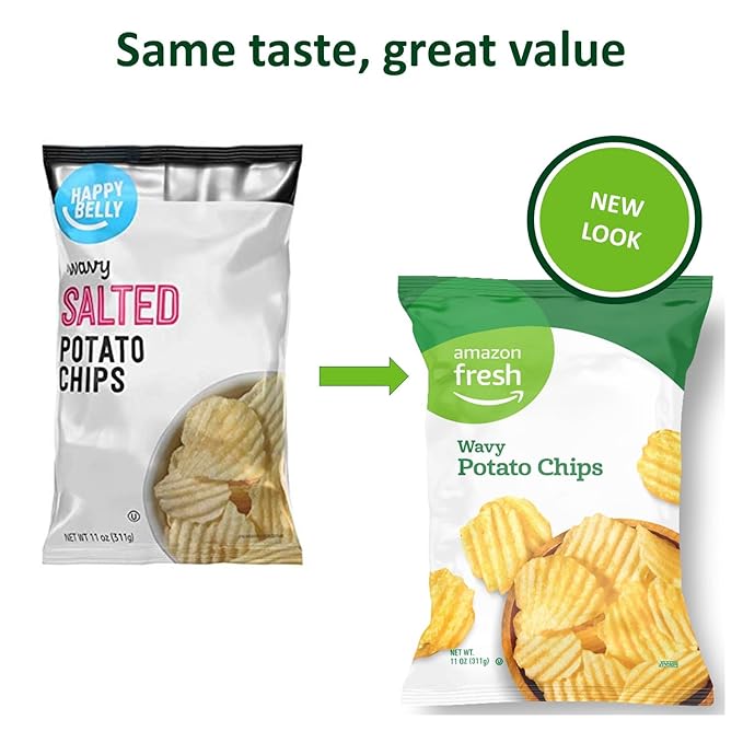 Amazon Fresh, Wavy Potato Chips, 11 Oz (Previously Happy Belly, Packaging May Vary)