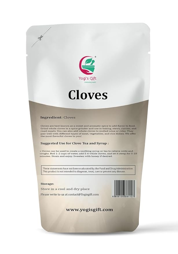 Cloves Whole 4 Oz | Fresh and Flavorful Hot Spice for Tea, Chai, Savory, Desserts and More | Whole Cloves for Oral Health | by Yogi?™s Gift®