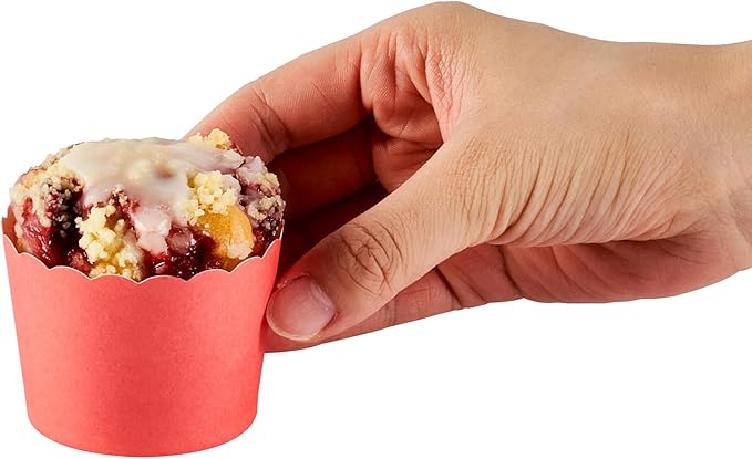 Panificio 3 Ounce Cupcake Wrappers, 200 Scalloped Baking Cups - Oven-Ready, Greaseproof, Red Paper Cupcake Liners, Disposable, For Birthdays, Baby Showers, Or Weddings - Restaurantware