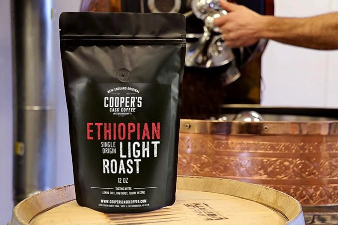 Ethiopian Bold Light Roast Grade 1, Ground Coffee, Natural Dry Processed Single Origin, Intense Bright Bold & Aromatic Coffee, Gourmet Coffee - 12 oz Bag