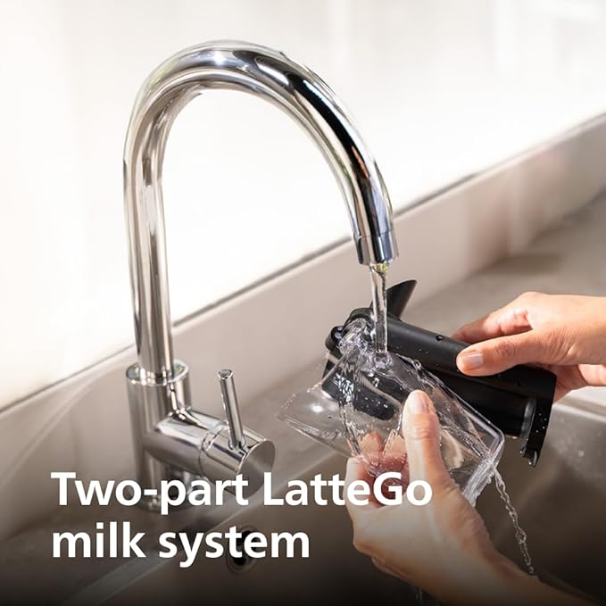 PHILIPS 4400 Series Fully Automatic Espresso Machine ??12 Hot & Iced Coffees, Quick-to-Clean LatteGo Milk System, SilentBrew, QuickStart, Ceramic Grinder, Cashmere Grey (EP4444/90)