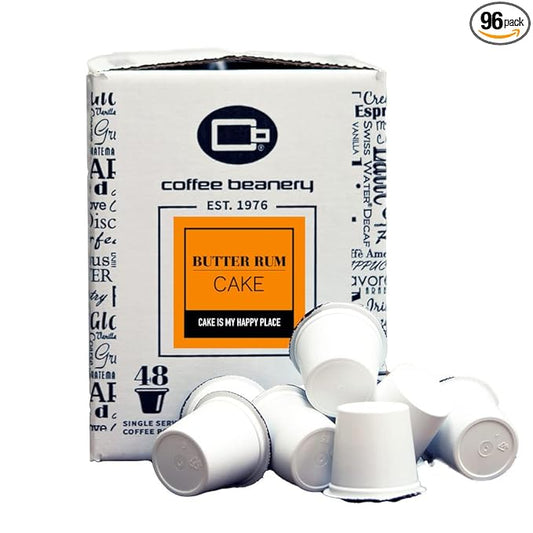 Butter Rum Cake Coffee Pods by Coffee Beanery | 96ct Bulk Flavored Coffee Pods Medium Roast Coffee