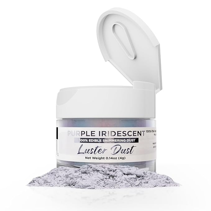 Luster Dust - Purple Iridescent (4g 1x Jar) | Edible Vegan Dust & Paint for Cake Decorating, Ice Cream, Desserts, Cocktails and Beverages by Bakell