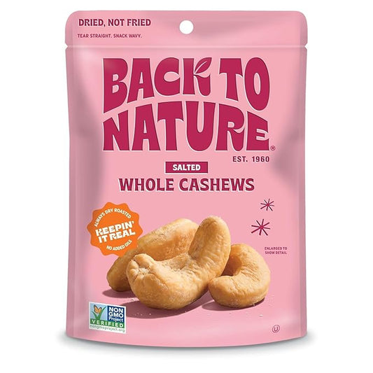Back to Nature Jumbo Cashews - Dry Roasted with Sea Salt, Non-GMO High Protein Snacks, 9 Ounce