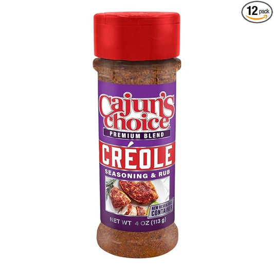 Cajun's Choice Creole Seasoning - 3.8 oz - 12 Pack, Low Sodium, All Natural, Gluten-Free - Authentic Louisiana Spice for Meats, Seafood & Soups