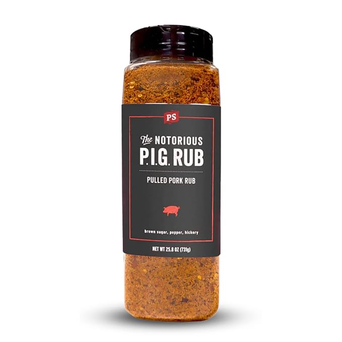 PS Seasoning Notorious P.I.G.- Pulled Pork Seasoning & Dry Rub - Pulled Pork Seasoning, BBQ Rubs for Smoking and Grilling - Sweet & Smoky BBQ Spice Blend for Ribs, Chops, Beef, Steaks, Chicken, 25.8oz