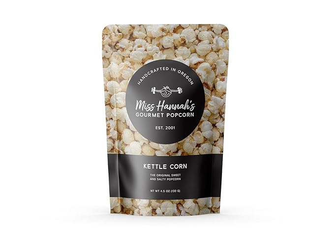 Miss Hannah's Gourmet Kettle Corn - Classic Sweet & Salty Crunchy Popcorn | Vegan, Gluten-Free, Dairy-Free Snack - 16oz (3 Pack)