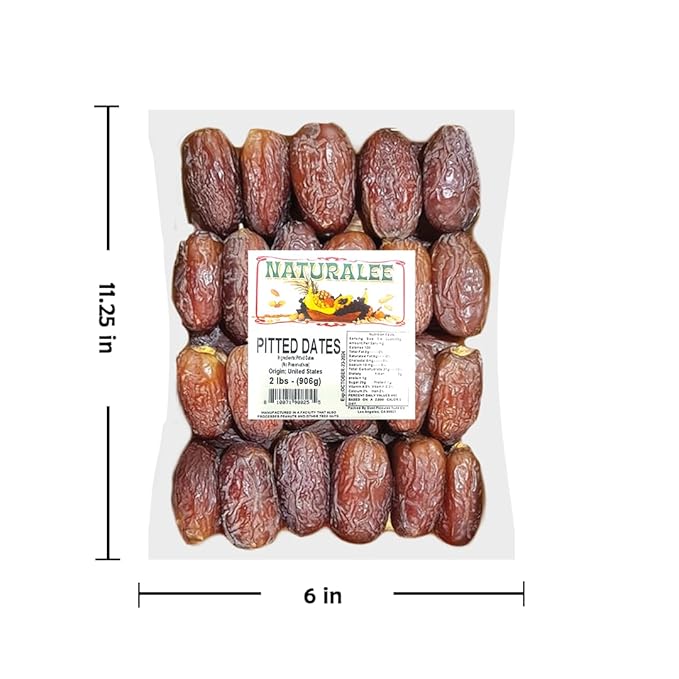 Naturalee Dried Dates 2 lb - Pitted - No Added Sugar, No preservatives - Gluten Free, Vegan, High Fiber Snack