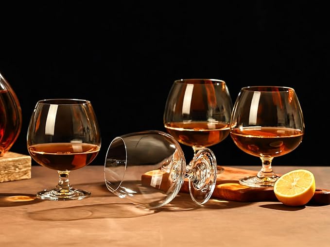 Physkoa 22 oz Large Brandy Snifter Glasses ??Set of 4 Short Stem Giant Brandy & Cognac Glasses for Bourbon, Scotch, Tequila, Rum, Beer & Spirits