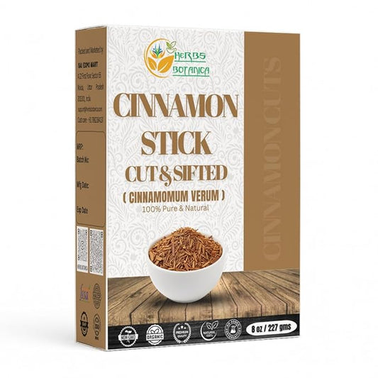 Herbs Botanica Cinnamon Bark Sticks Chips for Baking, Herbal Tea Rich Aroma and Great Flavour Cassia Cinnamon Sticks Cuts Aromatic Spice for Culinary Delights and Wellness 8 oz