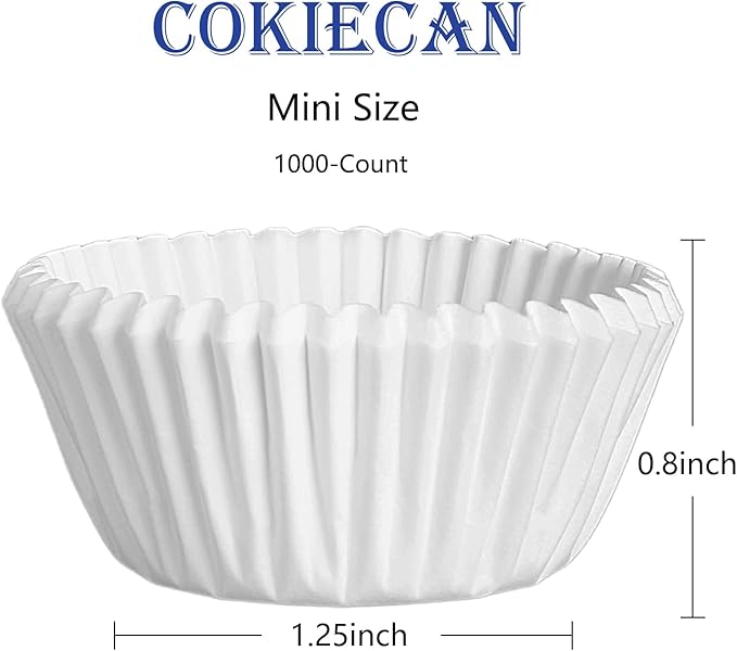 1000 Pcs White Mini Cupcake Liners Small Muffin Liners No Smell Premium Greaseproof Paper Cupcake Wrappers Baking Cups (1.25 Inch Bottom Dia.)