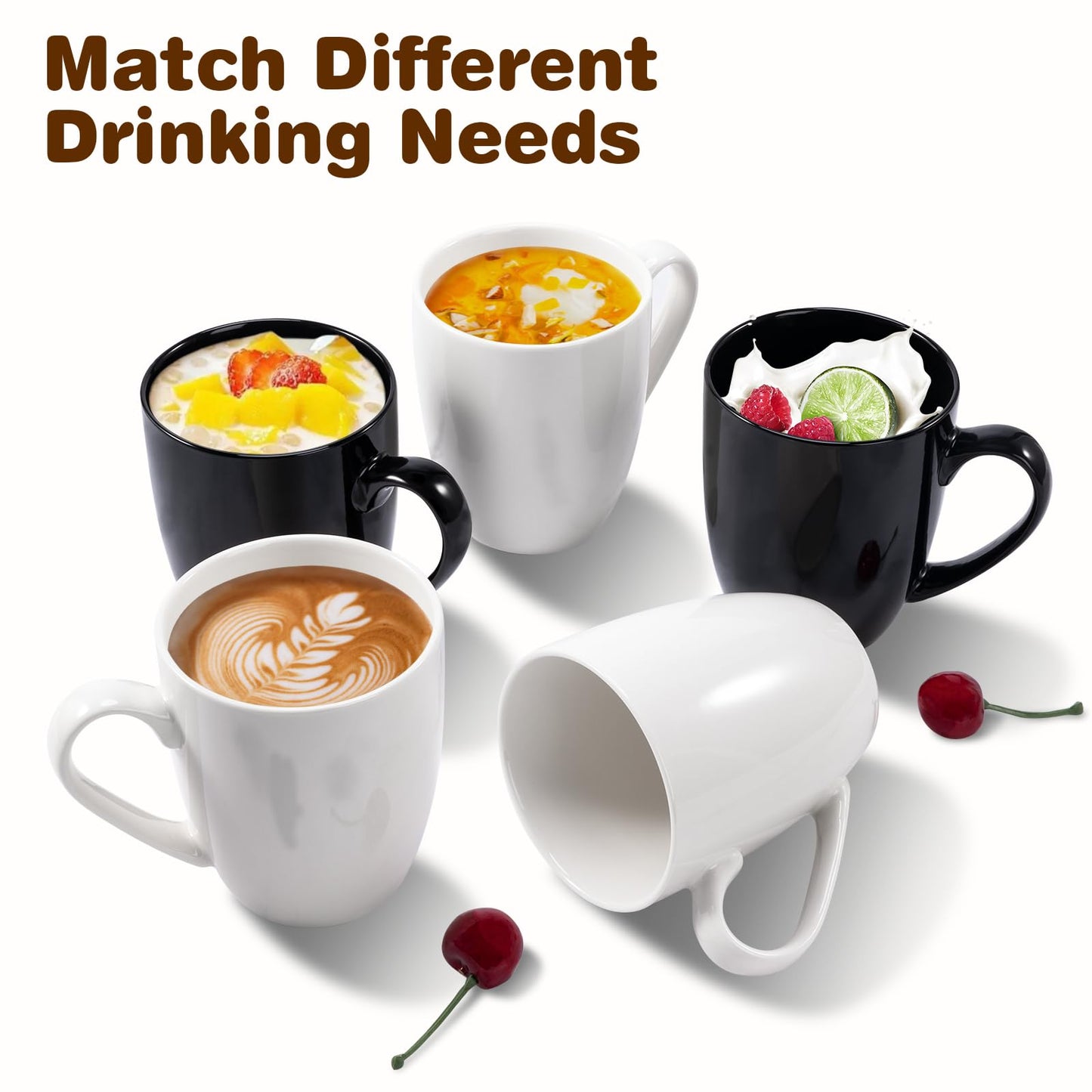 Urbanstrive 16 oz Large Coffee Mugs Set of 4 Ceramic Coffee Mug White Coffee Cups Tea Cups Idea