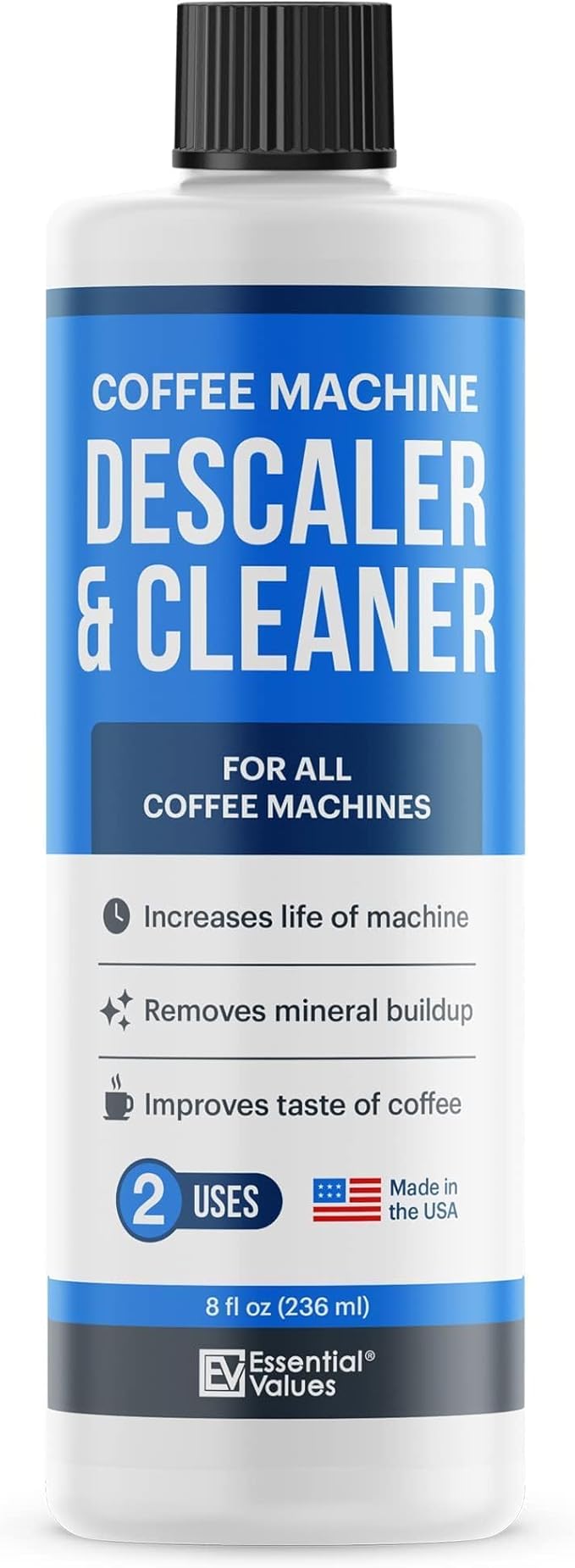 Essential Values Descaling Solution ??Coffee Maker Cleaner for Nespresso, Keurig, Breville & More ??Works on All Machines & Espresso Makers ??Made in USA