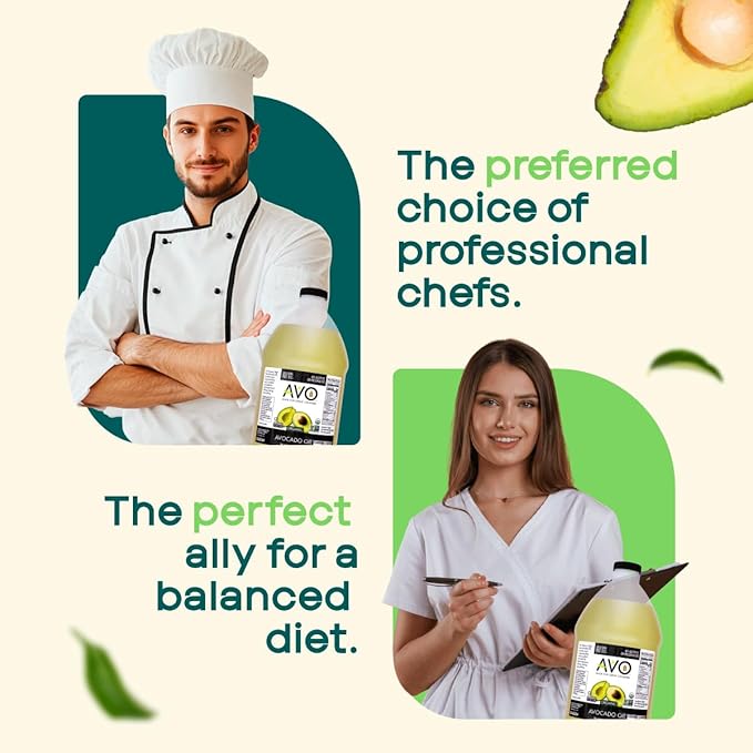AVO ORGANIC AVOCADO Oil Frying, Baking, Non-stick Saut챕ing, Salads, Vinaigrette, Marinades, Pan Coating, General Cooking 64 Fl-oz (Half a Gallon), NO preservatives added, Naturally Processed
