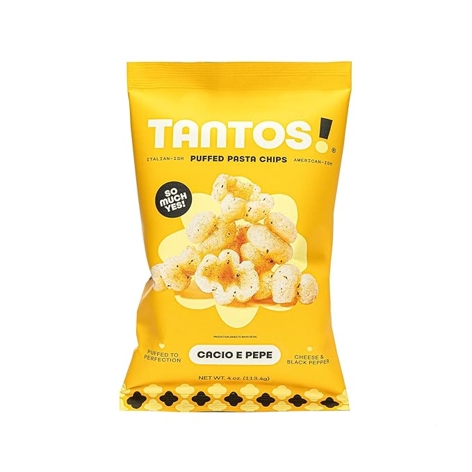 Tantos! Puffed Pasta Chips ??Healthy Pasta Snack by Top Chef Joe Sasto ??Plant-Based, Low Calorie, Crunchy Chips ??Variety Pack ??Marinara, Pesto, Cacio e Pepe, Classico ??Gourmet Bold Flavors (1 oz 6 Pack, Cacio e Pepe)