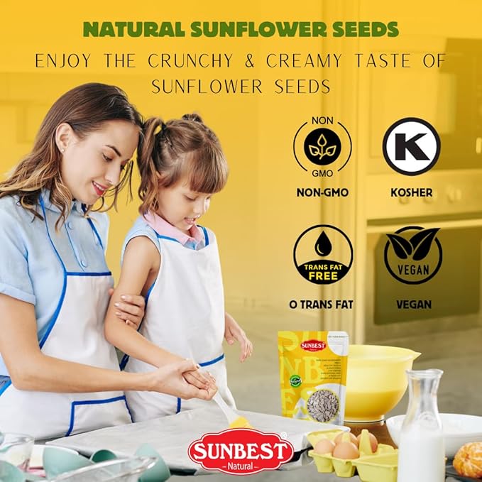 Sunbest Natural Raw Sunflower Seed Kernels 48 Oz (3 lbs) 1 Pack - Unsalted & Nutritious for Snacking, Cooking, & Baking - Vegan-Friendly - Ideal for On-the-Go & Recipes - Bulk Size for Value