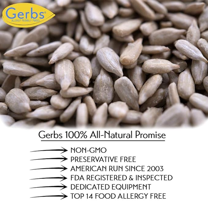 Lightly Sea Salted Sunflower Seed Kernels by Gerbs - 2 LBS - Top 11 Food Allergen Free & Non GMO - Premium Dry Roasted Seeds – COG USA