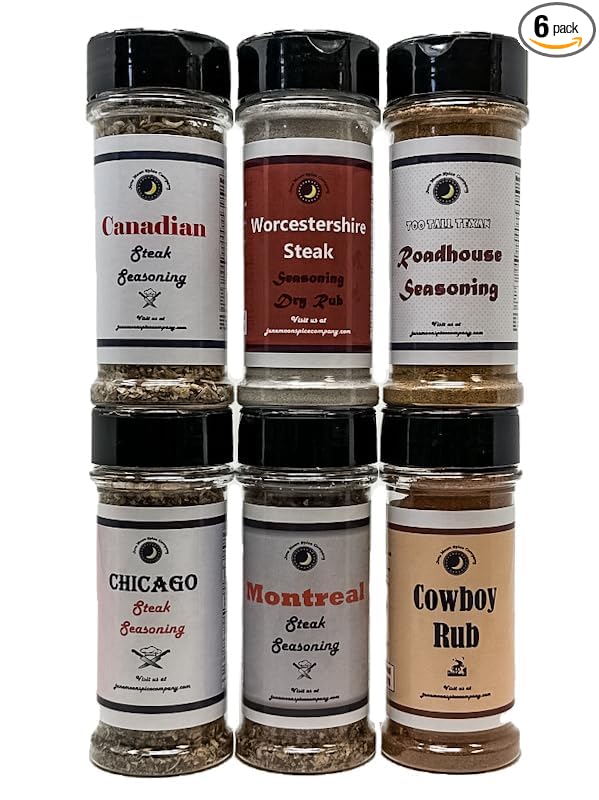 Premium | STEAK SEASONING Dry Rub Variety 6 Pack | Chicago | Canadian | Worcestershire | Montreal | Cowboy Rub | Texas Roadhouse Seasoning | All Natural and Crafted in Small Batches