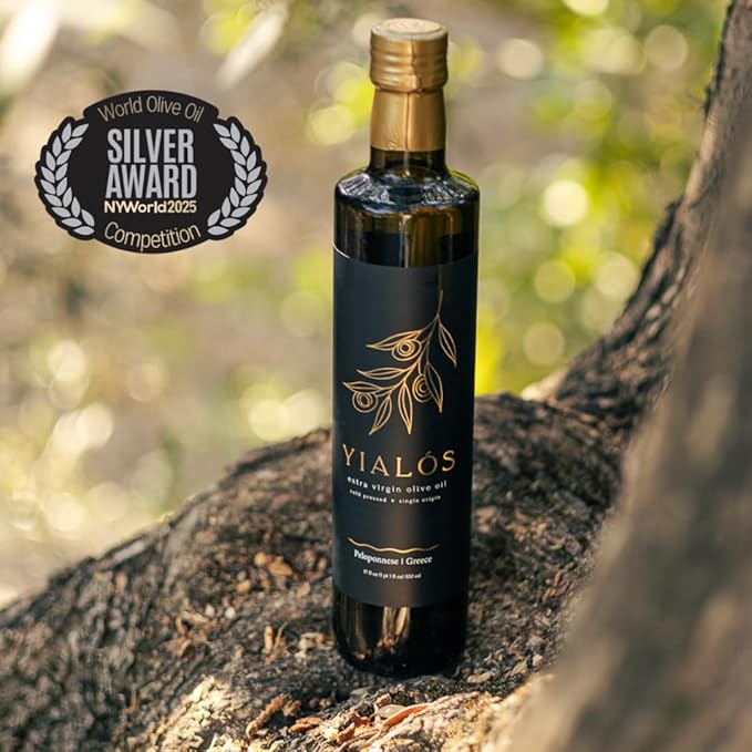 Yialós Extra Virgin Olive Oil from Greece ??2025 NYIOOC Winner | Small Batch, Single Estate, 100% Koroneiki | Cold Pressed, High Polyphenols | 500 mL Glass Bottle