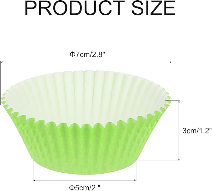 uxcell 300 Pcs Cupcake Liners, Muffins Paper Baking Cups Wrappers Standard Greaseproof for Baking Cupcake Wrapper, Light Green