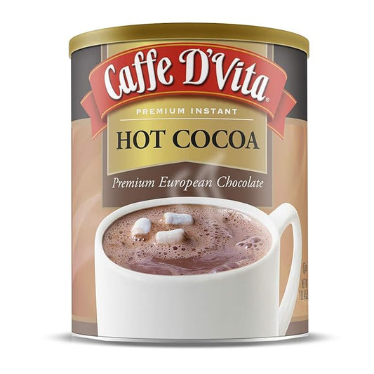Caffe D'Vita Hot Cocoa Mix - Hot Chocolate Mix, Gluten Free, Low Fat, No Cholesterol, No Hydrogenated Oils, No Trans Fat, Kosher, Hot Cocoa Powder Mix Bulk 1 lb. can (16 oz.)