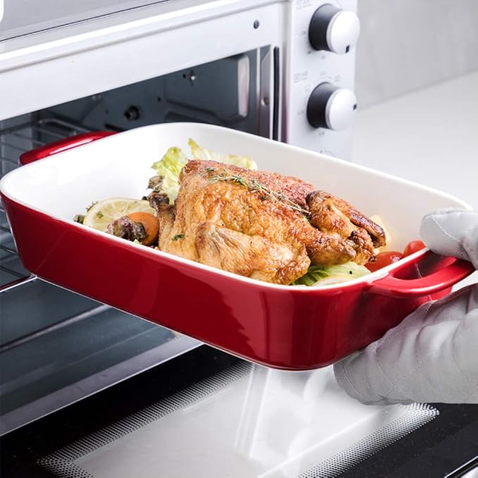 Sweejar Ceramic Bakeware Set, Rectangular Baking Dish for Cooking, Kitchen, Cake Dinner, Banquet and Daily Use, Casserole Dishes for Oven Porcelain Baking Pans (White)