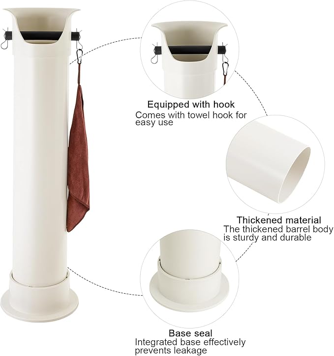 Espresso Coffee Knock Box, Commercial Knock Box for Espresso Coffee Grounds, Floor Standing Coffee Knock Box with 30pcs Garbage Bags and Towel (White)