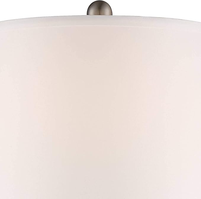 Regency Hill Arden 25" High Modern Table Lamps Set of 2 Table Top Dimmer Silver Brushed Nickel Finish Mercury Glass White Shade Living Room Bedroom Bedside Nightstand House Office Home Reading