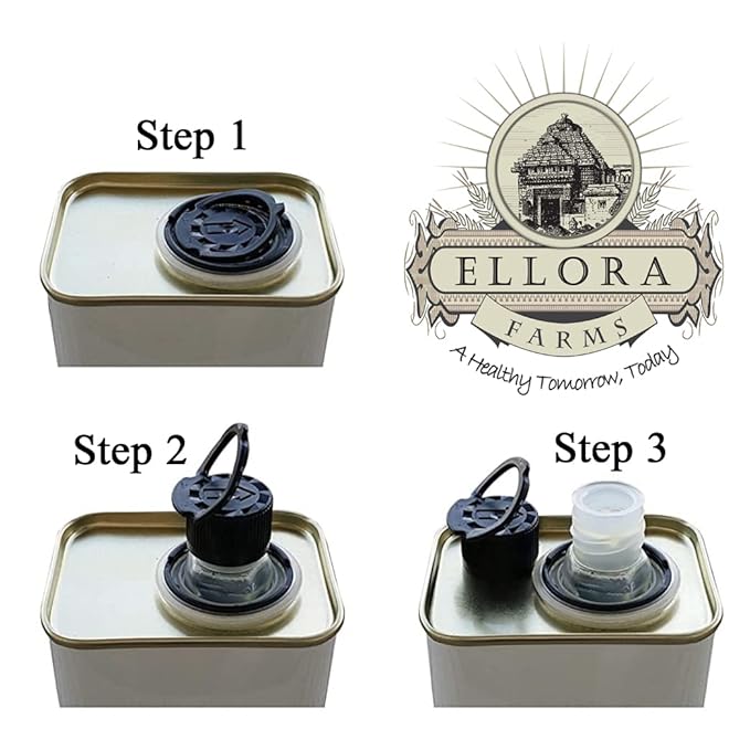 Ellora Farms, Organic Extra Virgin Olive Oil, Cold Press, Traceable Single Origin, Kosher, High Polyphenols, 17 oz. tin, Pack of 2