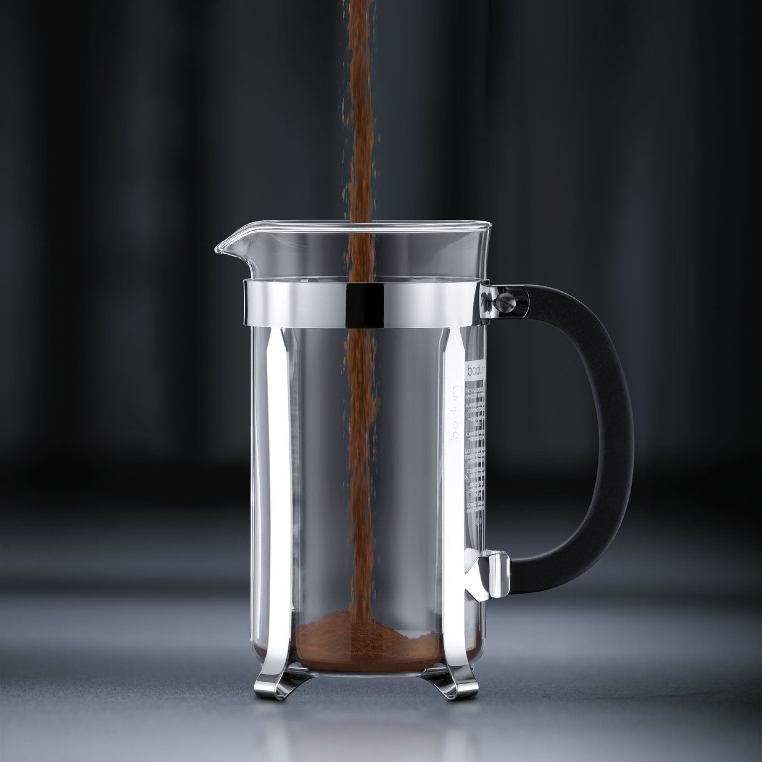 Bodum 12oz Chambord French Press Coffee Maker, High-Heat Borosilicate Glass, Polished Stainless