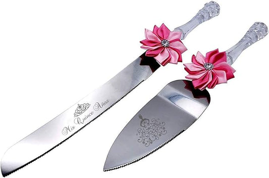GIFTS INFINITY Personalized Mis Quince Anos Cake Knife and Server Set Valentine's Day Gift (CK-2PTT)