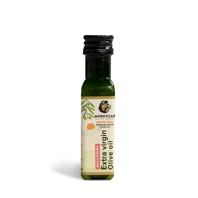 MOROCCAN OLIVE GROVE - The Red Olive Oil, Bold & Dynamic Cold-Pressed Desert Olive Oil Extra Virgin, Versatile Cooking Essential Made from Single-Origin Fresh Olives, 50-Pack, 20 ml per Travel Bottle