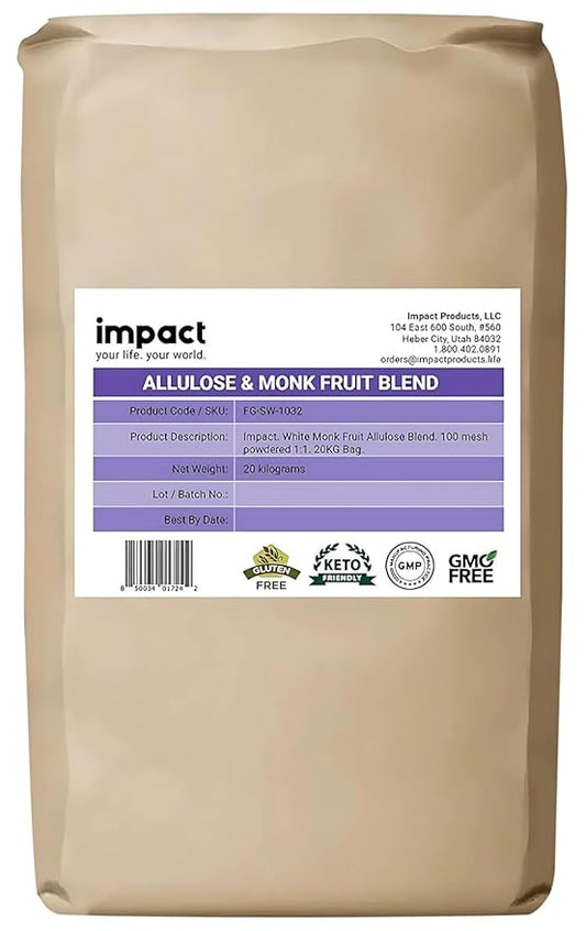 Impact Powdered Sweetener - Allulose & Monk Fruit Blend - Zero Calorie and Carb, Keto-Friendly, Sugar Substitute, Bake & Cook Guilt-Free - 44 lbs