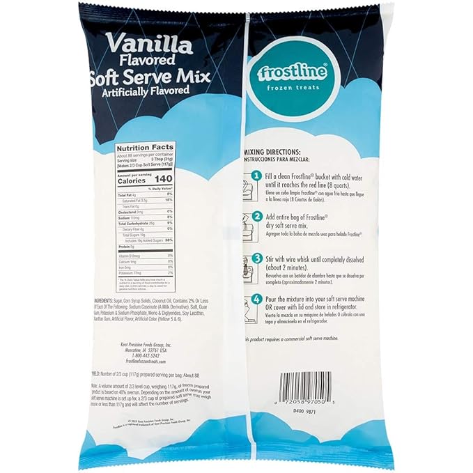 Frostline Vanilla Soft Serve Ice Cream Mix, Lactose & Gluten Free - Just Add Water, Dairy, or Dairy Free Alternative, Use with Blender, Countertop Ice Cream Maker, Soft Serve Machine - 6 lb Bag