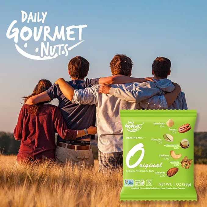 Daily Gourmet Nuts - Unsalted Mixed Nuts Snack Packs/Individually Wrapped Snacks/Nut Snacks/No Peanuts/Healthy Trail Mix Individual Packs/Deluxe Assorted Snacks