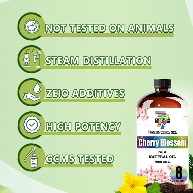 Cherry Blossom Essential Oil (8 oz / 240 ml) ??Cherry Blossom Oils for diffusers, humidifiers, Home Baths, Cleaning Products, Yoga, DIY Soaps and DIY Scented Candles