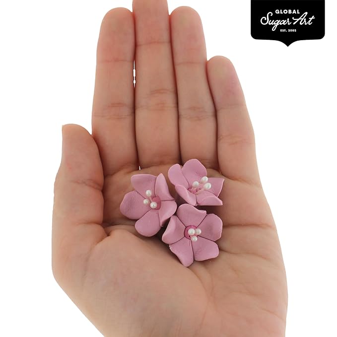 Global Sugar Art Blossom Sugar Wedding Cake Flowers with Pearl Stamens, Dusty Pink, Unwired, 24 Count by Chef Alan Tetreault