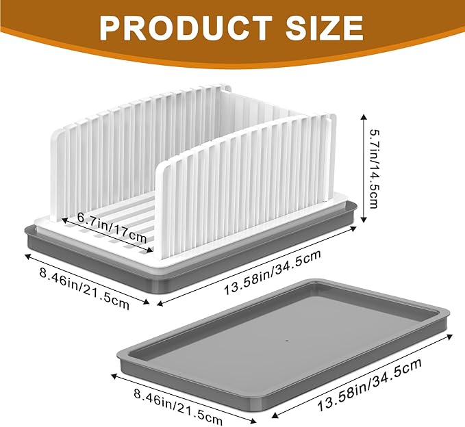 New Upgrade Bread Slicer for Homemade Bread, Bread Slicing Guide Adjustable Width, Foldable and Compact Cutting Guide with Crumb Tray, Suitability for Homemade Bread, Bagels, Cakes