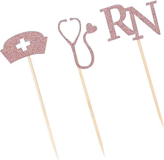 STOBOK 24pcs Cupcake Toppers for Medical Rn Themed Graduation Party Nurse Cupcake Toppers Nurse Graduation Cupcake Picks Themed Party Supplies