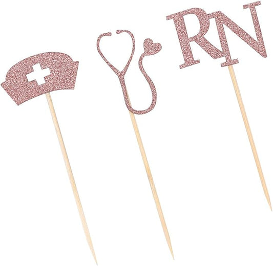 STOBOK 24pcs Cupcake Toppers for Medical Rn Themed Graduation Party Nurse Cupcake Toppers Nurse Graduation Cupcake Picks Themed Party Supplies