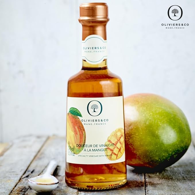 Mango Vinegar by Oliviers&Co | Sweet & Fruity Gourmet Vinegar from Italy | Ideal for Salad Dressing, Glazes, Cocktails & More | 8.5 fl oz