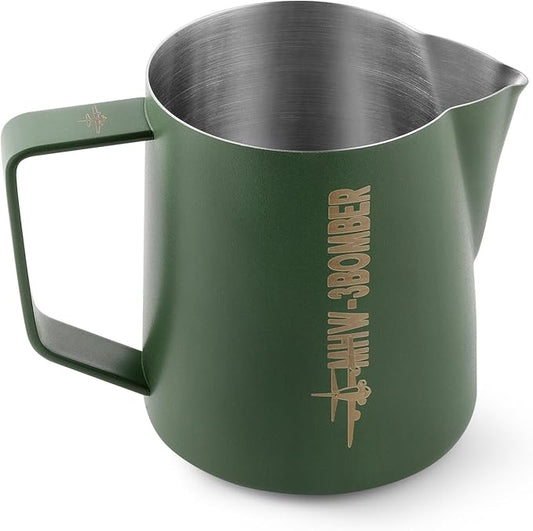 MHW-3BOMBER Milk Frothing Pitcher 600ml/20oz Espresso Steaming Pitcher Stainless Steel Frothing Cup Capuccino Latte Art Pitcher, Green P5030-OS