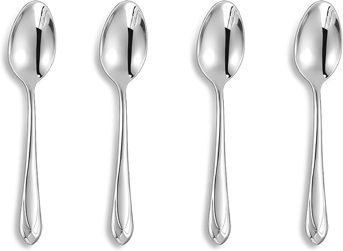 KEAWELL Premium Astra 4-Piece 5.8 inch Spoon Set ??Mirror-Finished 18/10 Stainless Steel with Diamond-Faceted Handles Dishwasher Safe for Modern Dining (4, Small Spoons)