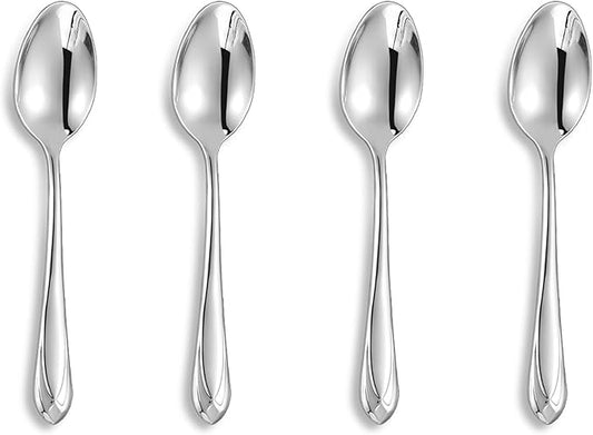 KEAWELL Premium Astra 4-Piece 5.8 inch Spoon Set ??Mirror-Finished 18/10 Stainless Steel with Diamond-Faceted Handles Dishwasher Safe for Modern Dining (4, Small Spoons)