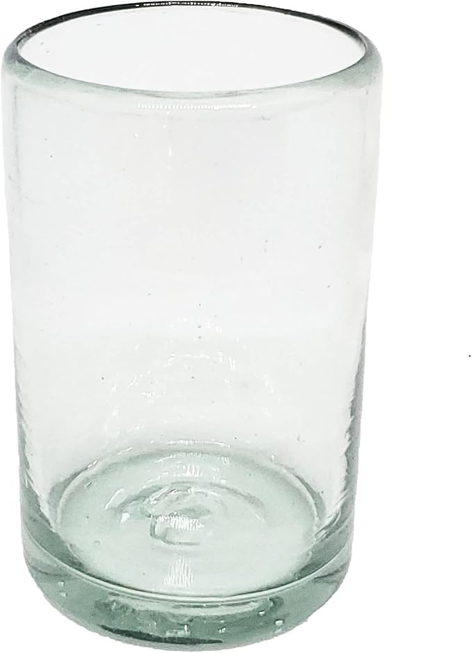 Clear Blown 9 oz Juice Glasses (set of 6) Mexican Handmade Glassware, Recycled Glass, Lead-free, Toxin-Free (Juice)