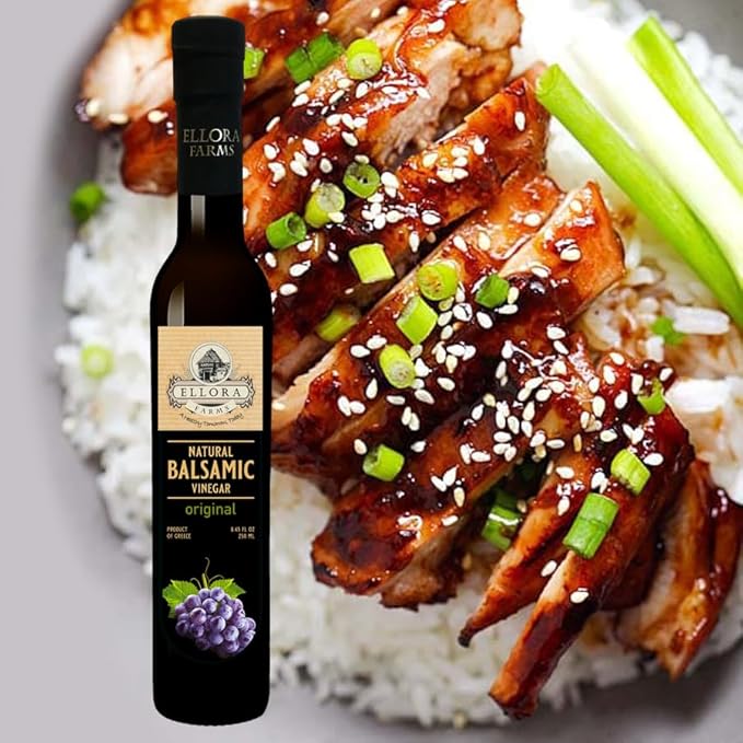 Ellora Farms, Plain Natural Balsamic Vinegar, Award-Winning, Thick and Creamy, No-added Sugars, No-Preservatives, Glass Bottle, 8.45 oz., Pack of 1