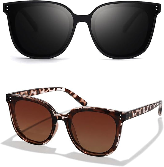 LVIOE Oversized Polarized Sunglasses for Women Trendy Large Cat Eye UV Protection Shade LS1627s