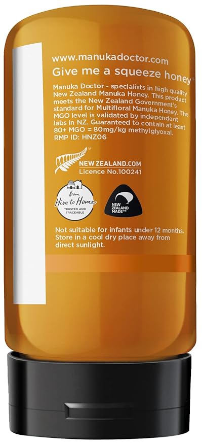 MANUKA DOCTOR - MGO 80+ SQUEEZY Manuka Honey Value Bundle, 3 Squeeze Bottles, Multifloral 100% Pure New Zealand Honey. Certified. Guaranteed. RAW. Non-GMO (10.58 oz) 3 Pack
