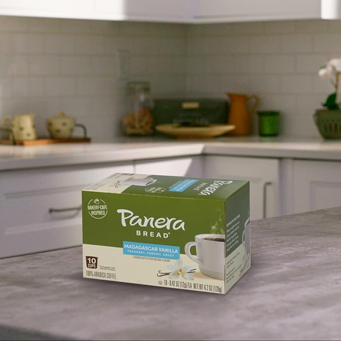 Panera Bread Madagascar Vanilla Light Roast Coffee, Single Serve 60 Count Pods (6 Packs of 10)
